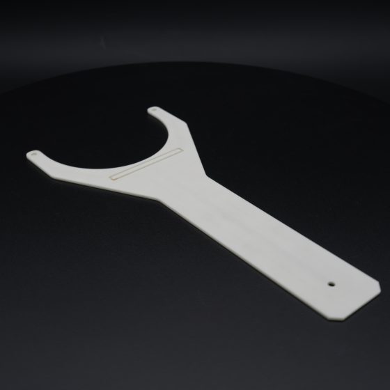 High purity 99.5% alumina ceramic end effector for semiconductor wafer robot.