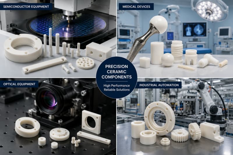 Precision ceramic components used in semiconductor, medical, optical, and industrial automation equipment
