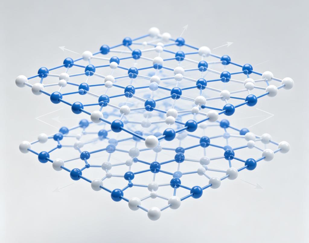 Hexagonal boron nitride h-BN layered crystal structure