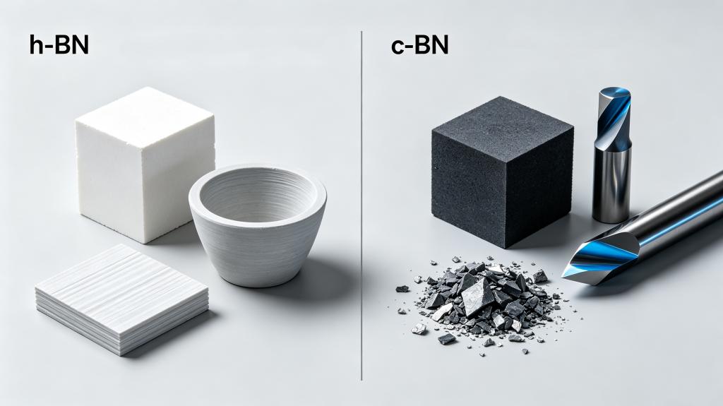 Hexagonal boron nitride h-BN vs cubic boron nitride c-BN