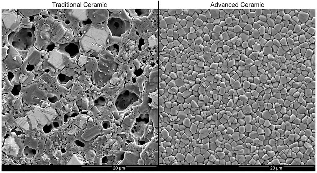 microstructure comparison traditional ceramic vs advanced ceramic